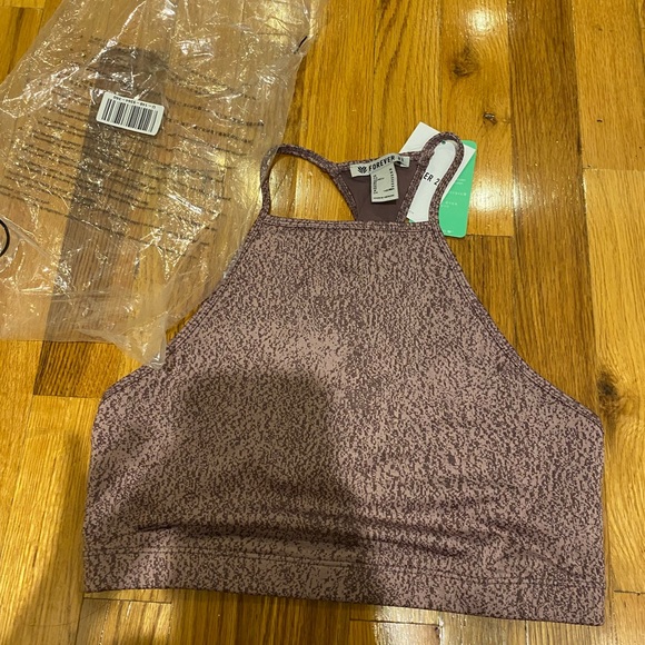 Forever 21 purple jacquard print active sports bra crop top athletic racerback - Picture 8 of 8